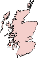 Ardbeg marked on a Scotland map